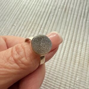 Sterling Silver Druzy Quartz Ring – Size 8.5